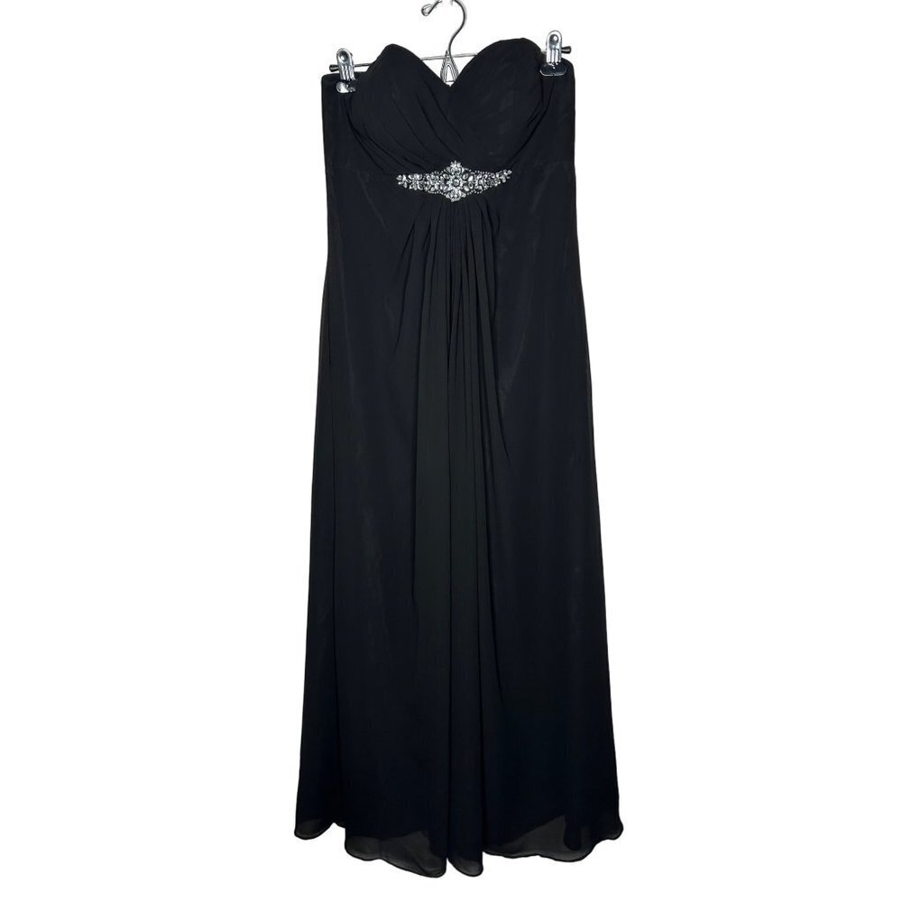 Bill Levkoff black strapless long dress with rhinestones size 10 new year formal